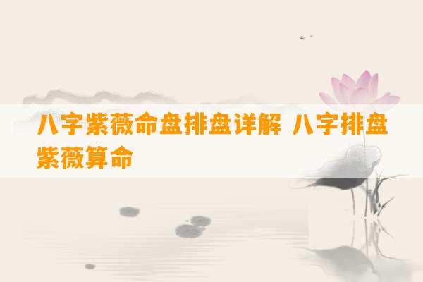 八字紫薇命盘排盘详解 八字排盘紫薇算命