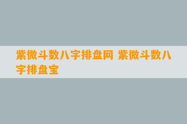 紫微斗数八字排盘网 紫微斗数八字排盘宝