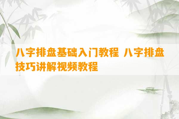 八字排盘基础入门教程 八字排盘技巧讲解视频教程