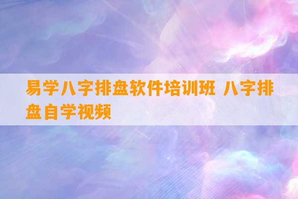 易学八字排盘软件培训班 八字排盘自学视频