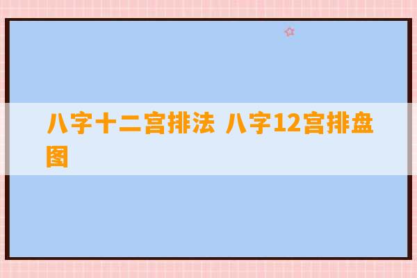 八字十二宫排法 八字12宫排盘图