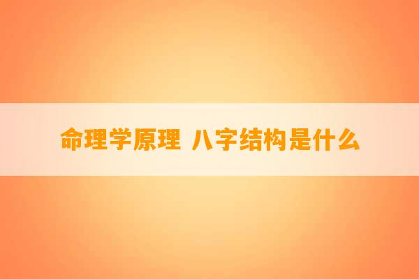 命理学原理 八字结构是什么