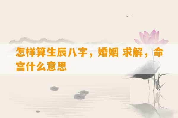 怎样算生辰八字，婚姻 求解，命宫什么意思